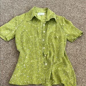 Vintage 90s daisy Patterned silk Top